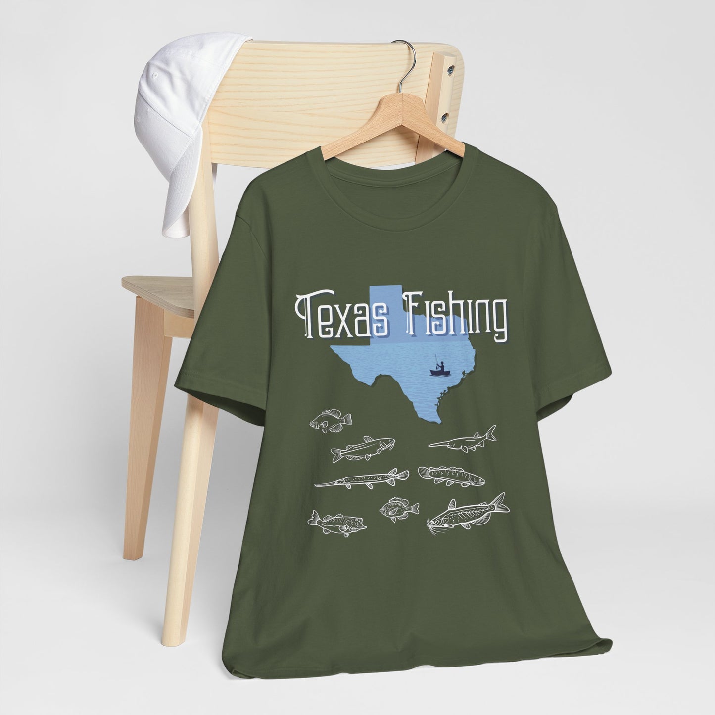 Texas Fishing T-Shirt — State Map with Fish Graphic