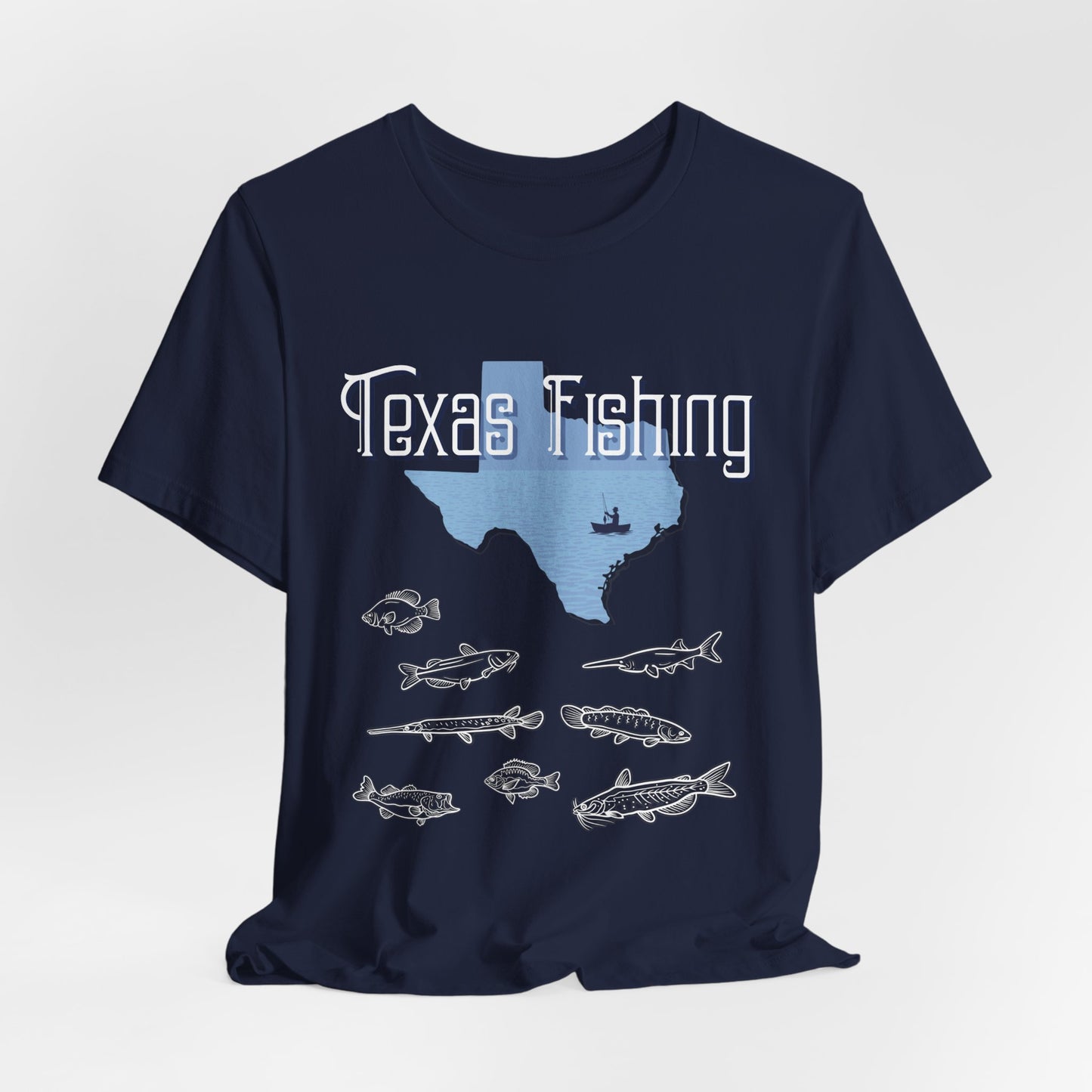 Texas Fishing T-Shirt — State Map with Fish Graphic