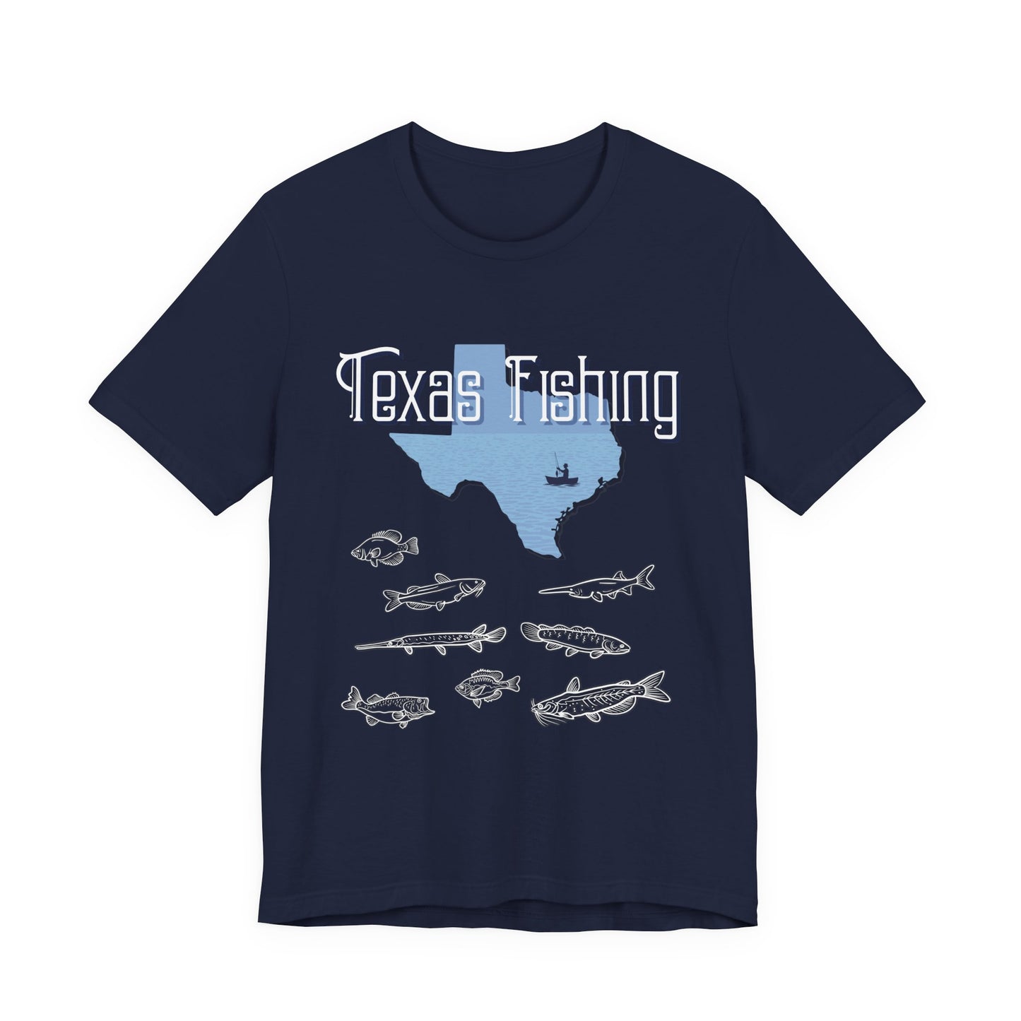 Texas Fishing T-Shirt — State Map with Fish Graphic