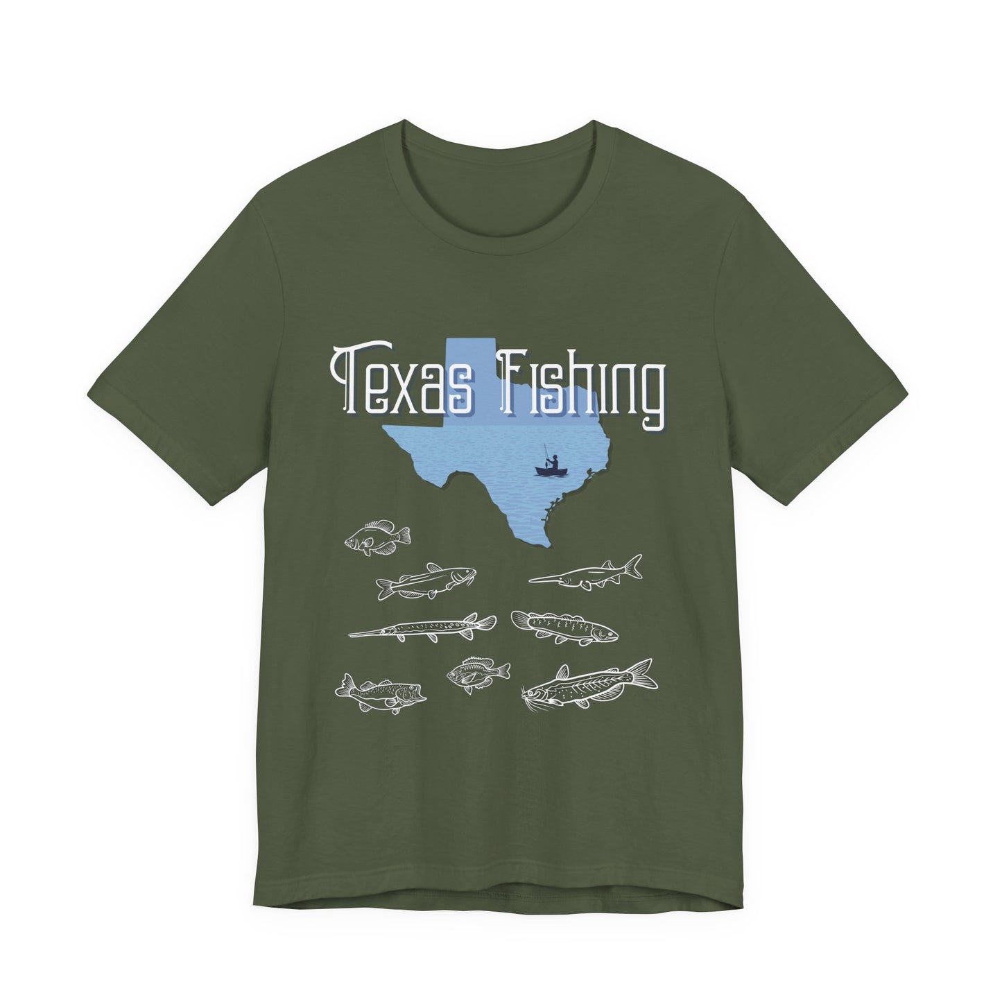 Texas Fishing T-Shirt — State Map with Fish Graphic